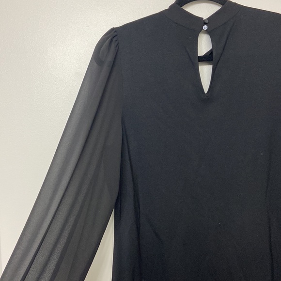 NWT black dress blouse with sheer sleeves - Picture 4 of 9